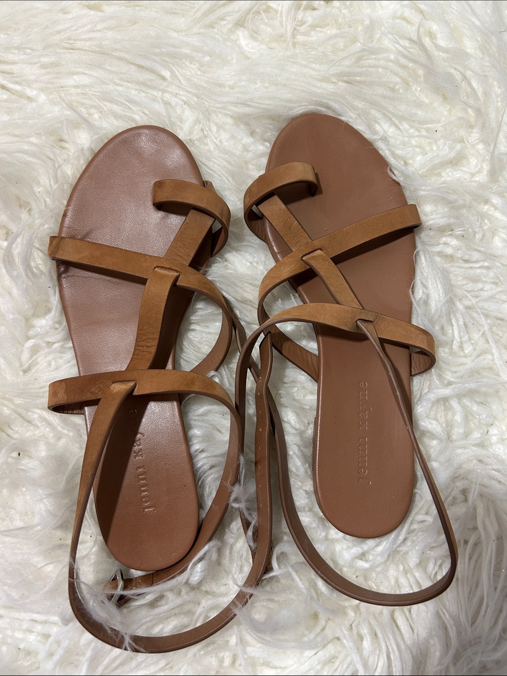 Jenni Kayni Oiled Leather Brown Strappy Ankle-Wrap Sandals size 38 or 7.5 - Picture 4 of 9